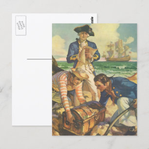 Treasure Island, Vintage Fairy Tale Pirates Postcard
