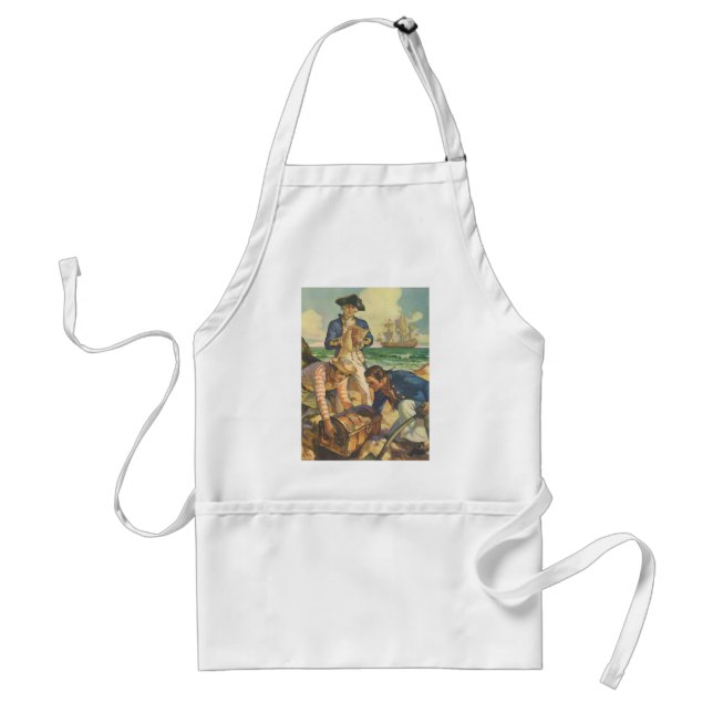 Treasure Island, Vintage Fairy Tale Pirates Standard Apron (Front)