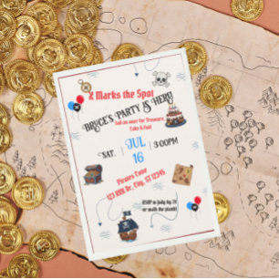 Treasure Map Pirate Birthday Party Invitation