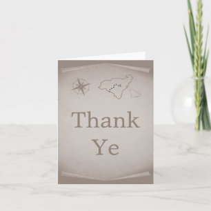 Treasure Map Thank You Card, Beige