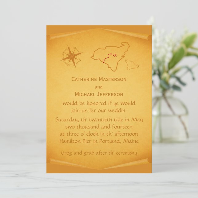 Treasure Map Wedding Invite (Standing Front)