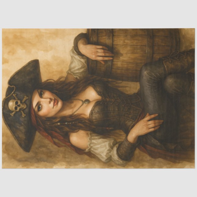 Treasurebound – Gothic Pirate Pin-Up Fantasy Decou Tissue Paper (Front)