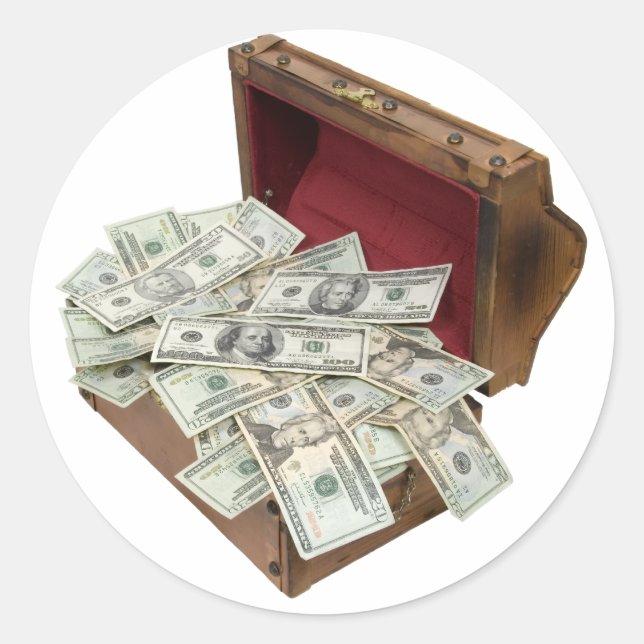 TreasureChestMoney100309 Classic Round Sticker (Front)