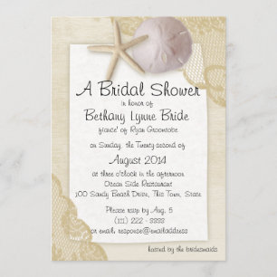 Treasured Beach and Antique Lace Bridal Showerd Invitation