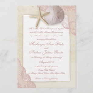 Treasured Beach Pink Wedding Invitation