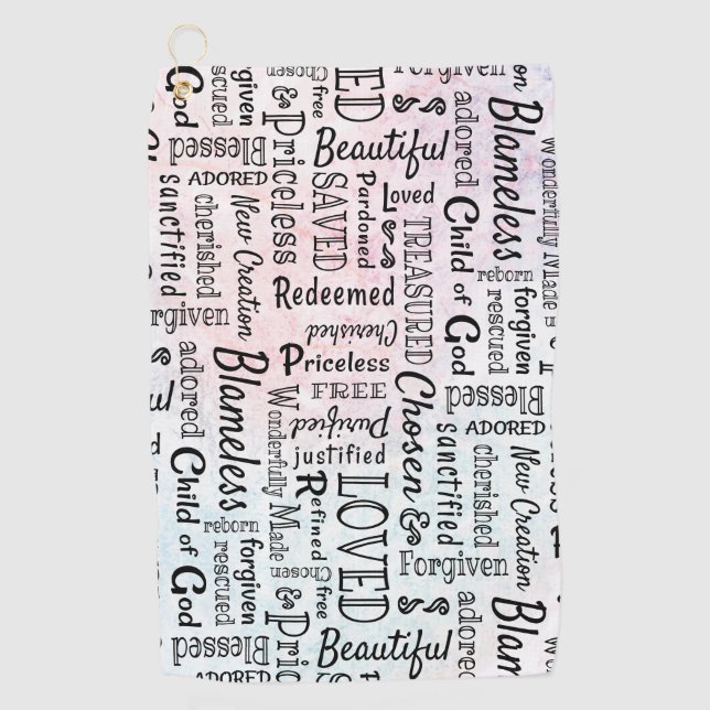 Treasured Christian Words of Affirmation Golf Towel (Front)