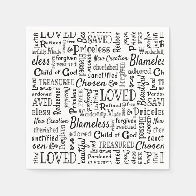 Treasured Christian Words of Affirmation Napkin (Front)