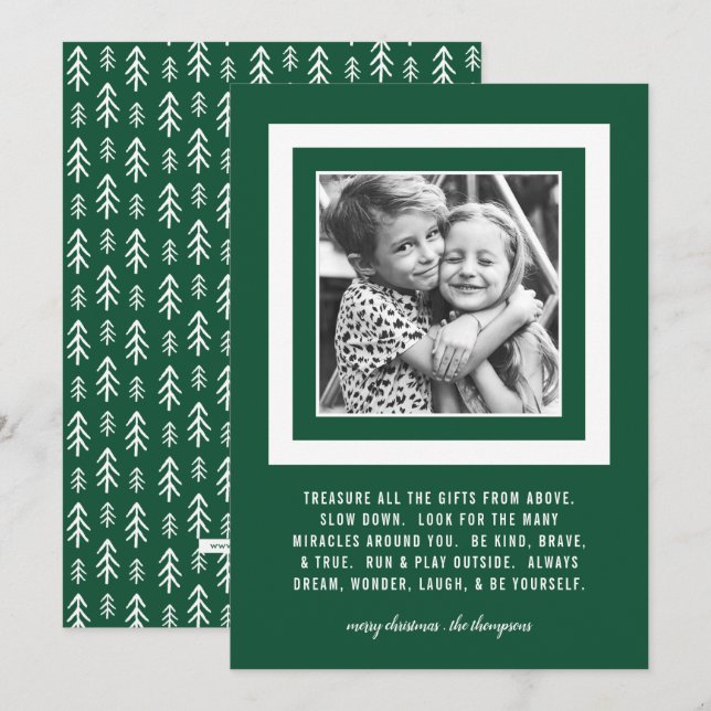 Treasured Gifts | 5x7 Green | Photo Holiday Card (Front/Back)