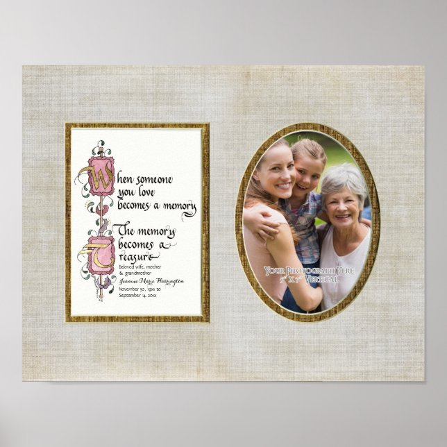 Treasured Memory Photograph Sympathy Personalised Poster (Front)