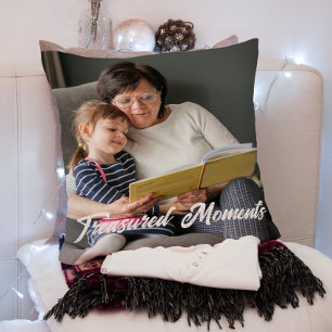 treasured moments Simple typography photo Cushion