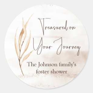 "Treasured on Your Journey" Foster Care Shower  Classic Round Sticker