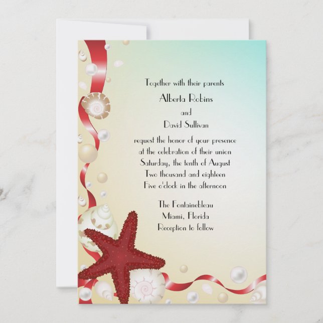 Treasures from the Sea Wedding Invitation (Front)