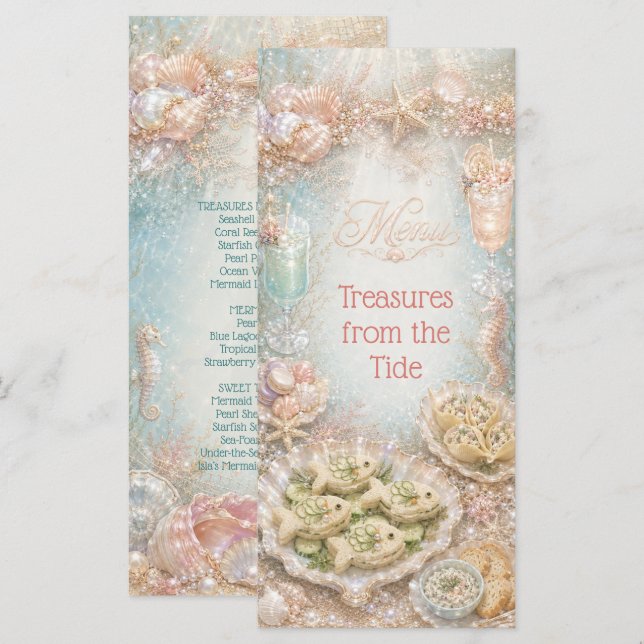 Treasures from the Tide Mermaid Under the Sea Part Menu (Front/Back)