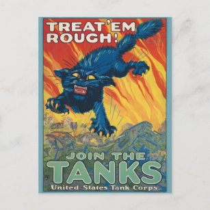 Treat 'Em Rough - Join The Tanks  Postcard