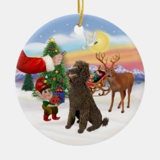 Treat for a Chocolate Standard Poodle Ceramic Tree Decoration