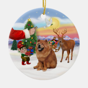Treat for a Chow Chow (red) Ceramic Tree Decoration