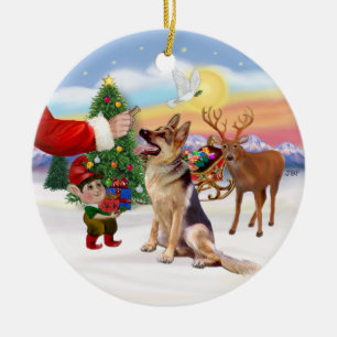 Treat for a German Shepherd Ceramic Tree Decoration