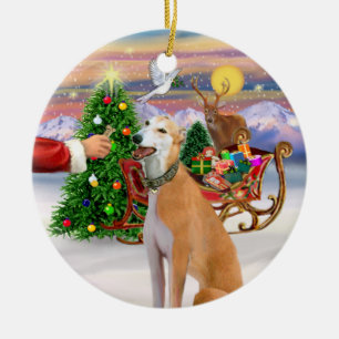 Treat for a Light Red Greyhound Ceramic Tree Decoration