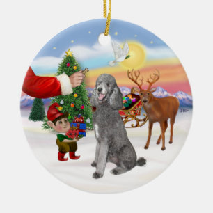 Treat for a Silver Standard Poodle Ceramic Tree Decoration