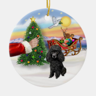 Treat for a Toy or Min. Black Poodle Ceramic Tree Decoration
