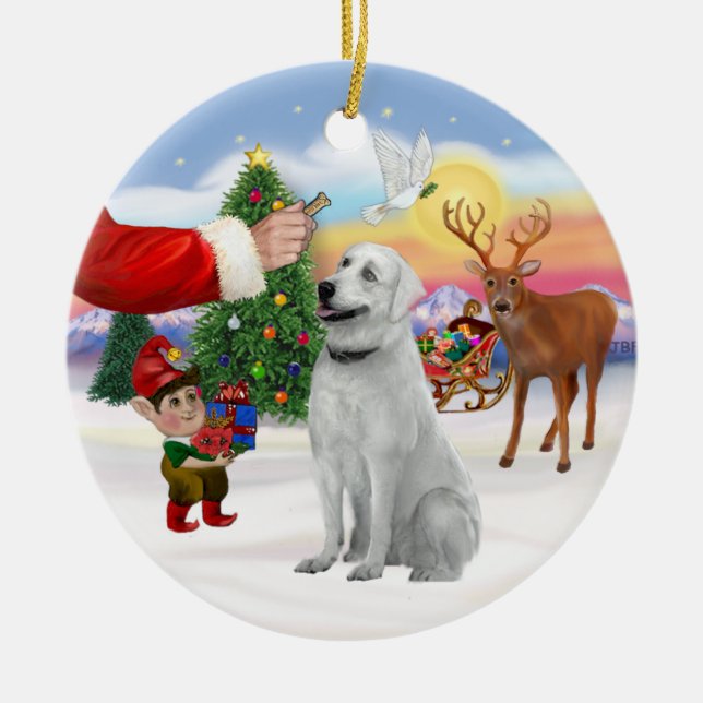 Treat for an Anatolian Shepherd Ceramic Tree Decoration (Front)