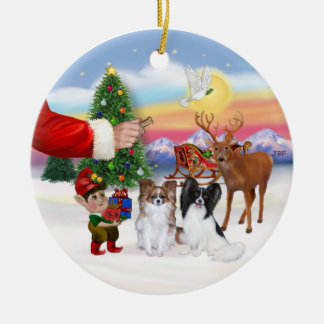 Treat for Two Papillons Ceramic Tree Decoration