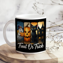 "Treat or Trick" Halloween Brush Stroke Cat