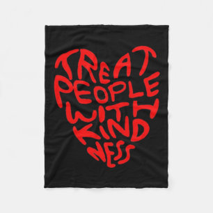 Treat People With Kindness Heart Design  Fleece Blanket