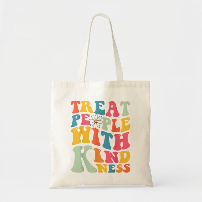 Treat People With Kindness Retro TPWK Inspirationa Tote Bag (Front)