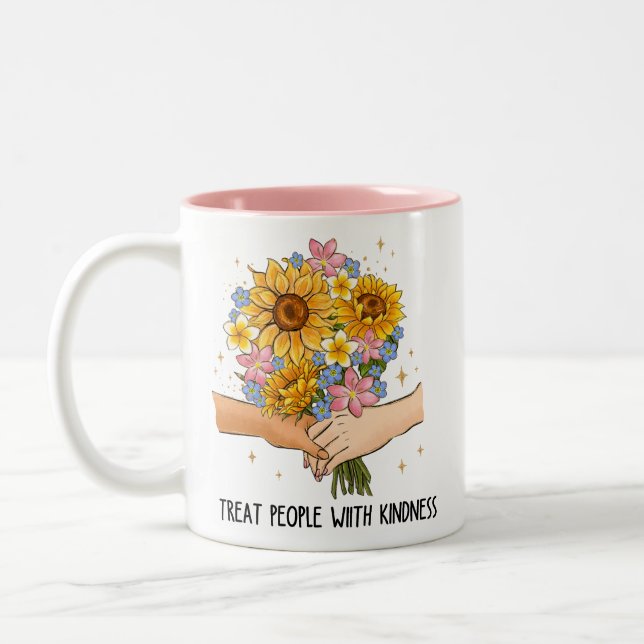Treat People with Kindness  Two-Tone Coffee Mug (Left)