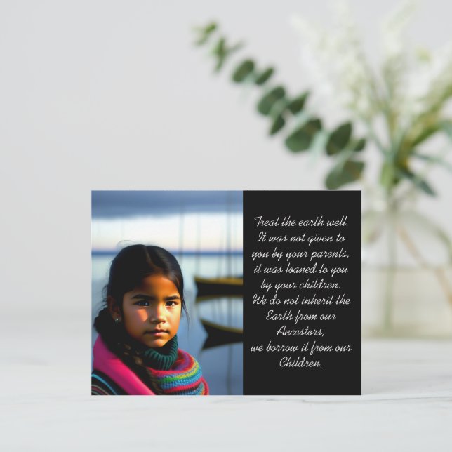 Treat the Earth Well | Fishing Village Girl  Postcard (Standing Front)