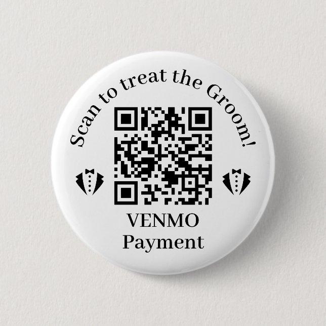 Treat the Groom QR code 6 Cm Round Badge (Front)