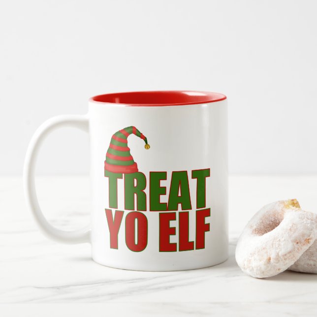 Treat Yo Elf | Funny Christmas Mug (With Donut)
