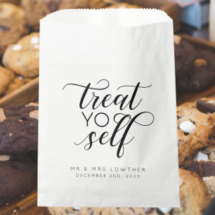 Treat Yo Self Calligraphy Style Wedding Favor Bags