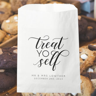 Treat Yo Self Calligraphy Style Wedding Favor Bags