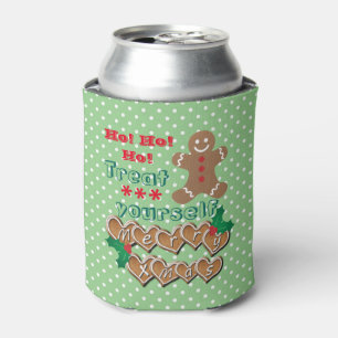 "Treat Yourself" Christmas Gingerbread and Dots Can Cooler