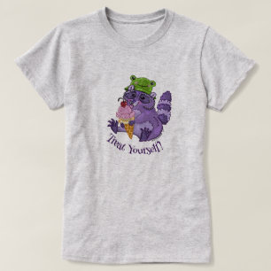 Treat Yourself, Purple Raccoon with Icecream T-Shirt