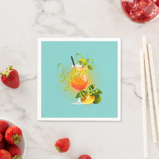 Treat yourself to a cocktail orange party vacation napkin