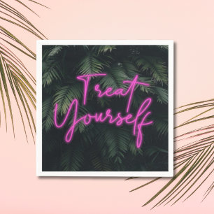 Treat Yourself Tropical Neon Sign Wall Art Decor Napkin