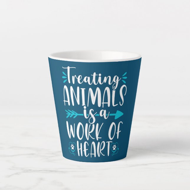 Treating Animals Work of Heart Vet Tech Latte Mug (Front)
