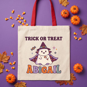 Treatlet Cute Halloween Witch Ghost Trick or Treat Tote Bag