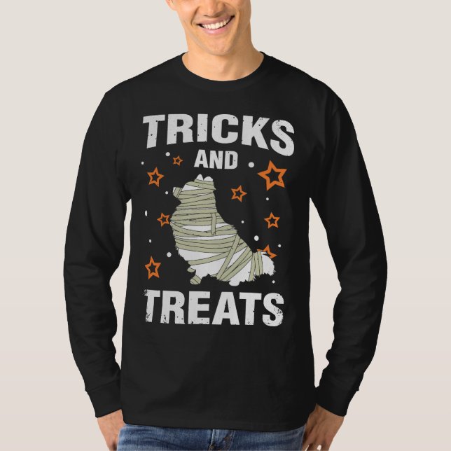 Treats Amp Tricks Pomeranian Halloween Costume Mum T-Shirt (Front)