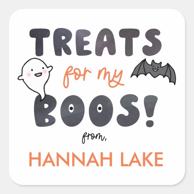 Treats for My Boos Kids Halloween Square Sticker (Front)