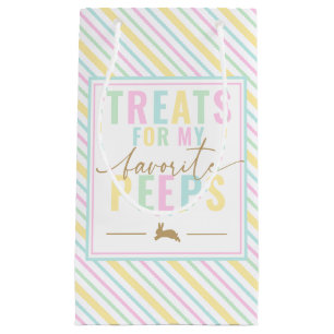 Treats For My Peeps Easter Bunny Pastel Stripe Small Gift Bag