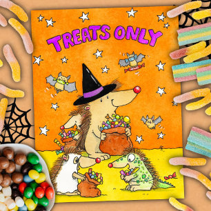 Treats Only - Hand-drawn Cartoon Halloween  Postcard