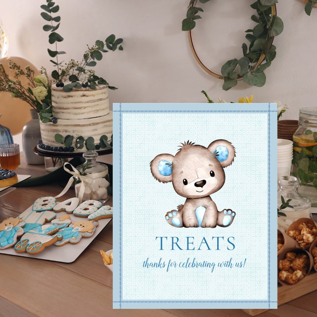 Treats Table Cute Brown Bear Baby Shower Poster (Creator Uploaded)