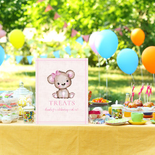 Treats Table Cute Girl Bear Baby Shower Poster