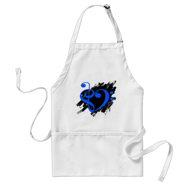 Treble and Bass Clef Musical Heart Royal Blue Standard Apron (Front)