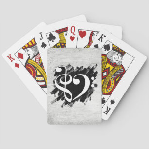 Treble and Bass Clef Musical Heart White Playing Cards