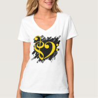 Treble and Bass Clef Musical Heart Yellow